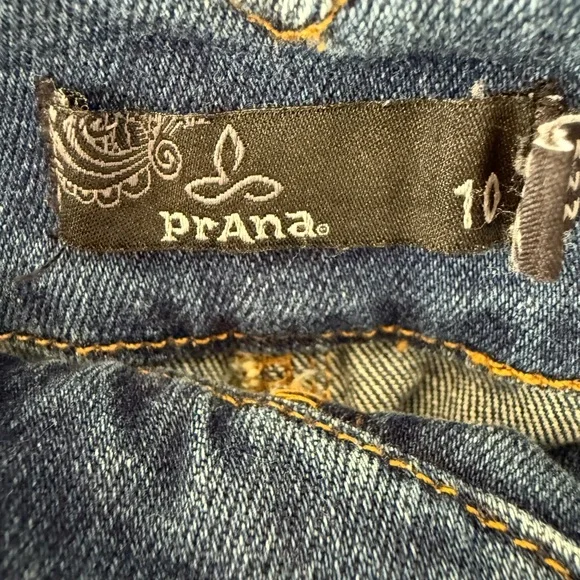 Prana Denim Mini Skirt, Button Front, Raw Hem, Size 10 - Picture 3 of 8
